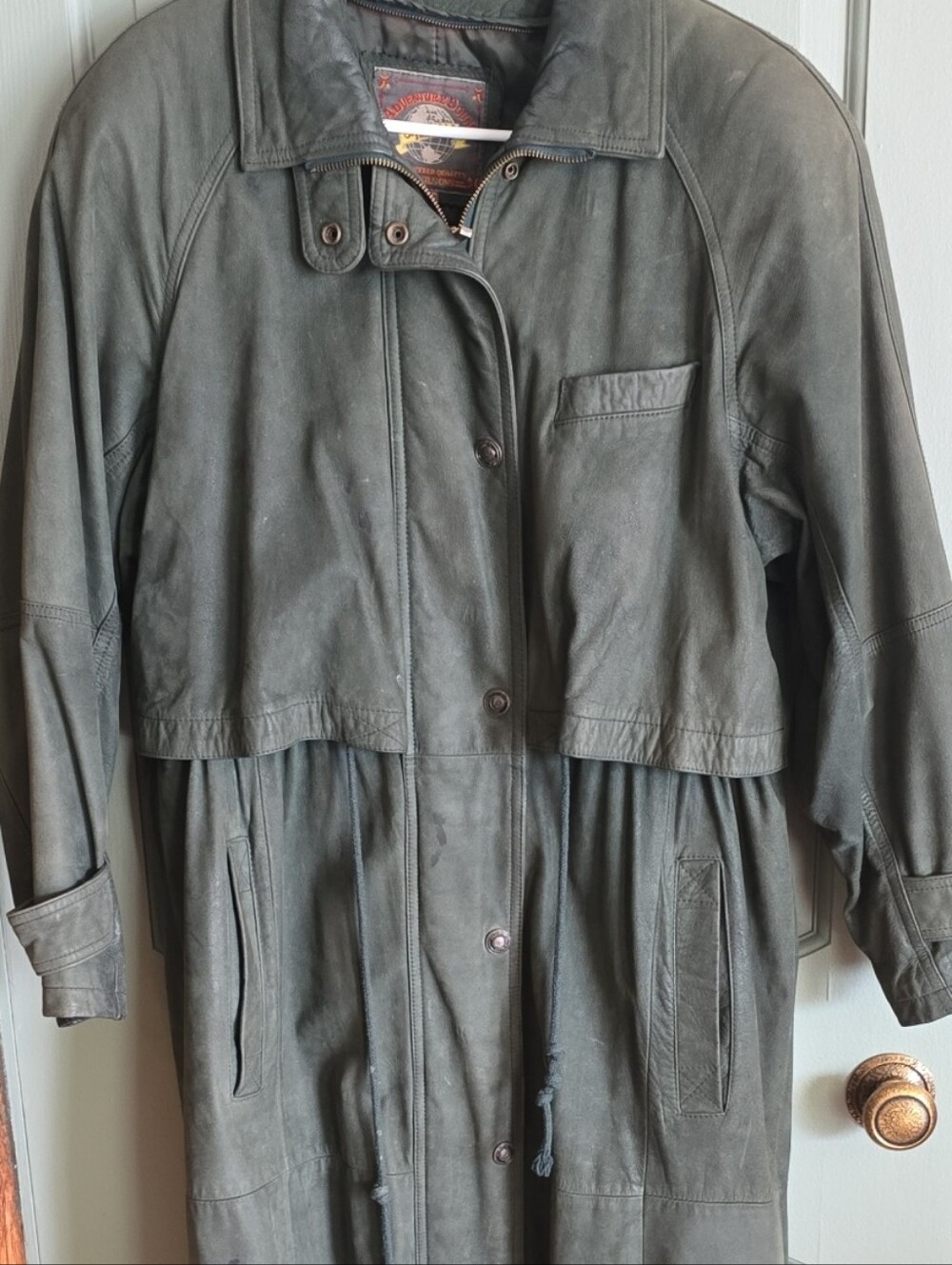 Women's Olive Green Leather Trench Coat by ADVENTURE BOUND by Wilsons